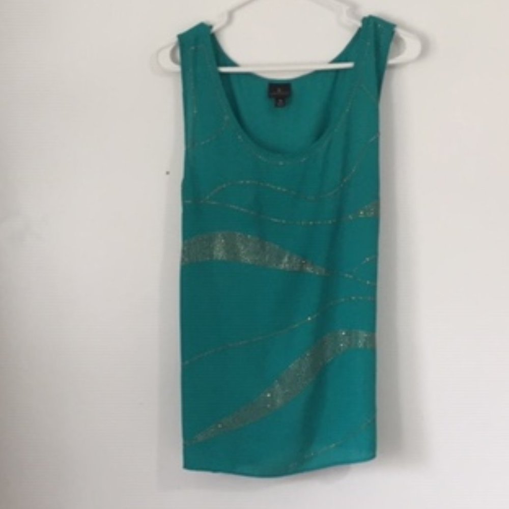 Women's Teal and Gold Accent Tank Top XL